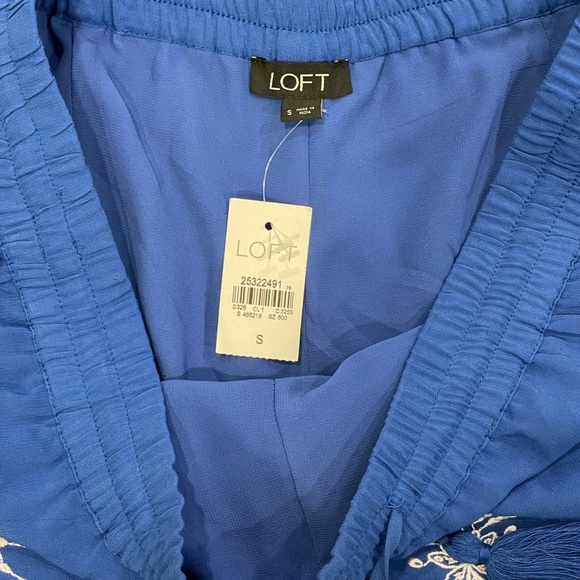 NWT loft royal blue embroidered shorts with drawstring waist - Picture 5 of 8